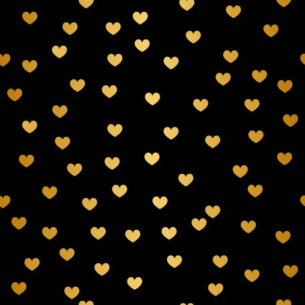 Gold Heart Pattern Design Black Background — 图库矢量图片