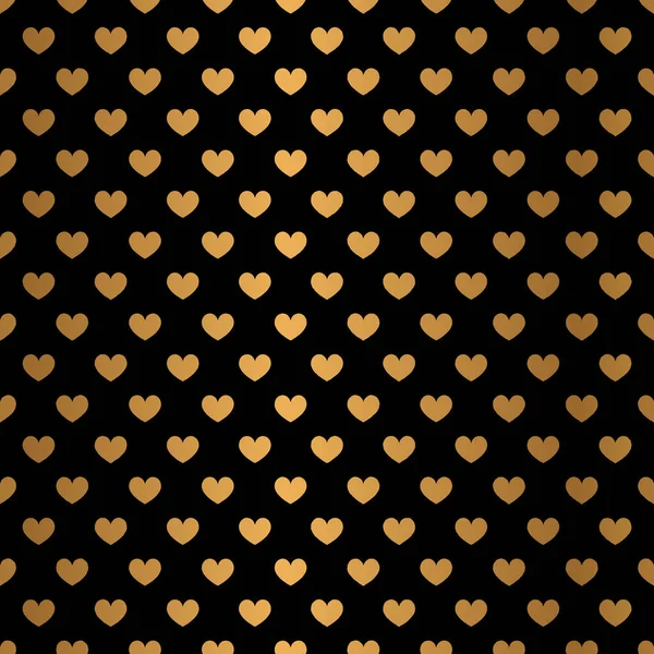 Diseño Patrón Corazón Dorado Sobre Fondo Negro — Archivo Imágenes Vectoriales