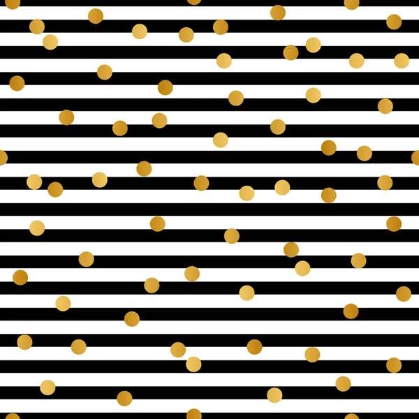 黒と白の背景を持つゴールドドットパターンデザイン — ストックベクタ