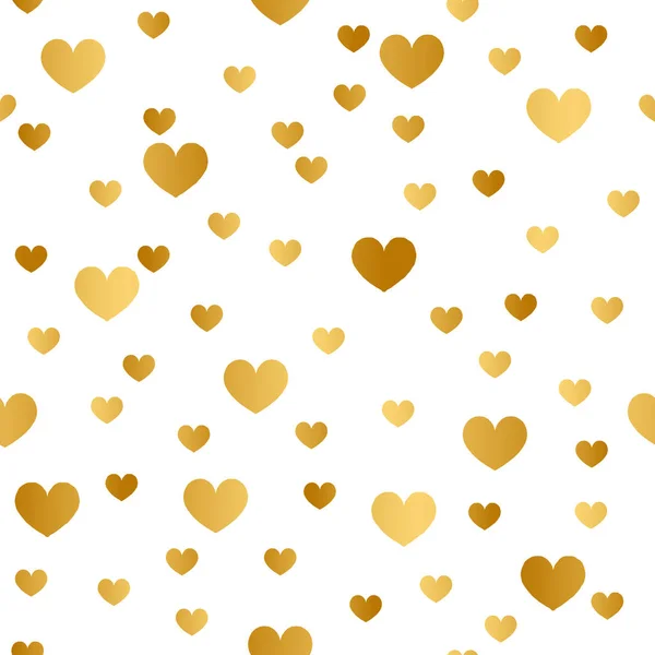 Gold Heart Seamless Pattern Design Witte Achtergrond — Stockvector