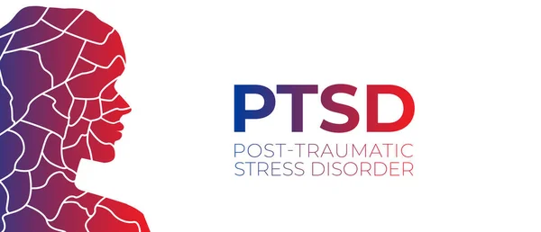 White Ptsd Post Traumatic Stress Disorder Trauma Vector Illustration Person — 图库矢量图片