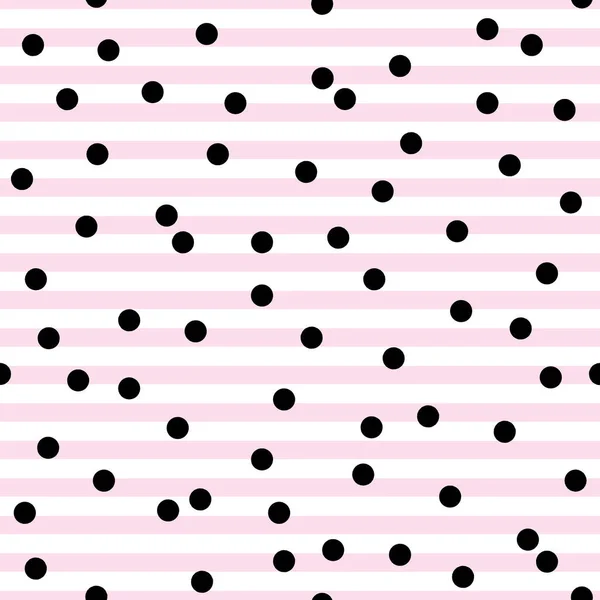 Pink Stripe Seamless Background Pattern Black Polkadots — Stock Vector