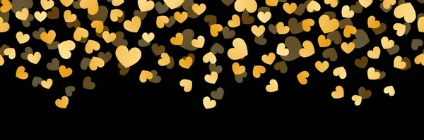 Χρυσό Καρδιές Και Μαύρο Φόντο Χωρίς Ραφή Banner Σχεδιασμός Καρδιά — Διανυσματικό Αρχείο