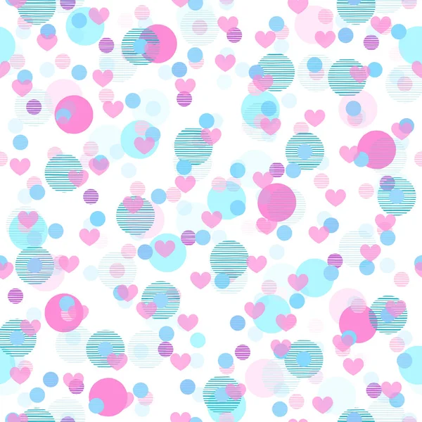 Fun Pink Blue Pattern Design Hearts Dots — Stockový vektor