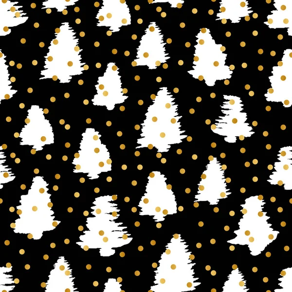 Élégant Arbre Noël Motif Sans Fin Design Sur Fond Noir — Image vectorielle