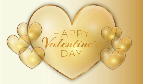 Gold Heart Happy Valentine Day Background Banner — стоковий вектор