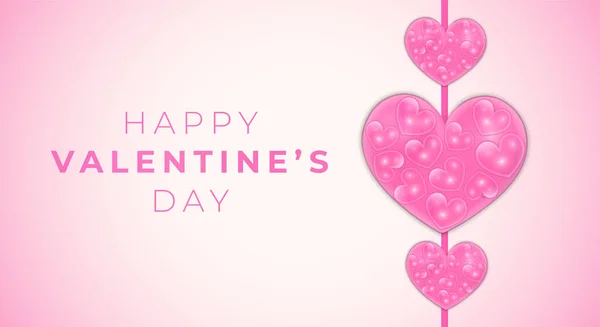Valentine Day Background Banner Pink Hearts — стоковий вектор