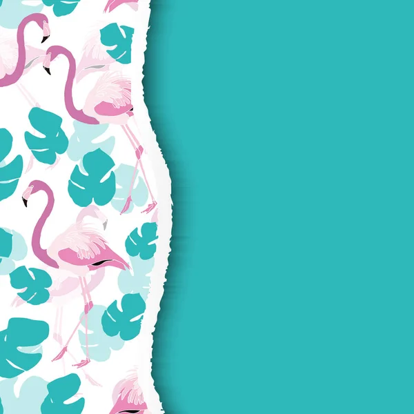 Teal Pembe Tropikal Flamingo Arkaplan Sancak Tasarımı — Stok Vektör