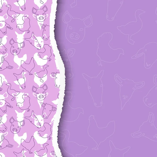 Thème Ferme Purple Background Design Pour Les Enfants Avec Animaux — Image vectorielle