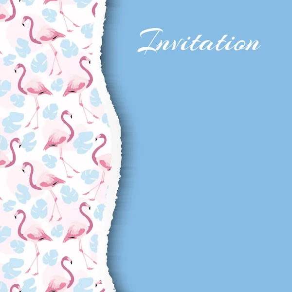 Light Blue Flamingo Background Design Banner Invitation — Stock Vector