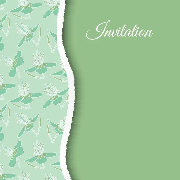 Green Wildflower Floral Elegant Invitation Design Background — Stock Vector