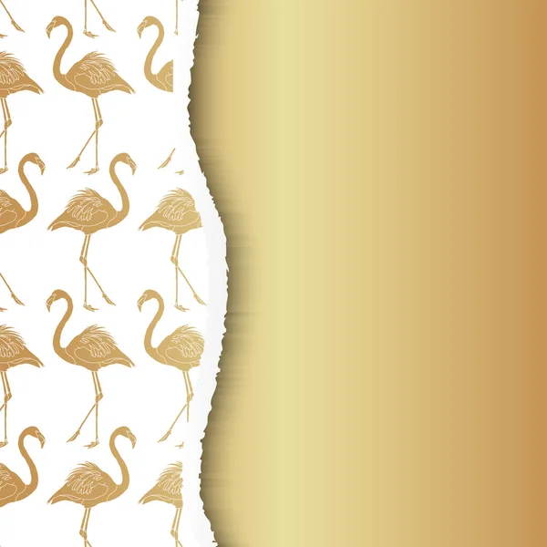 Elegant Gold Flamingo Background Design Banner — Stock Vector