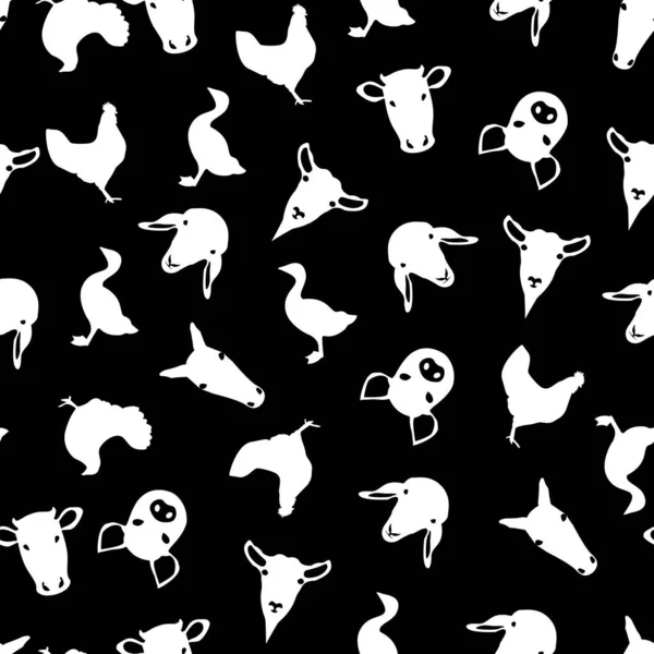 Design Animal Ferme Noir Blanc — Image vectorielle