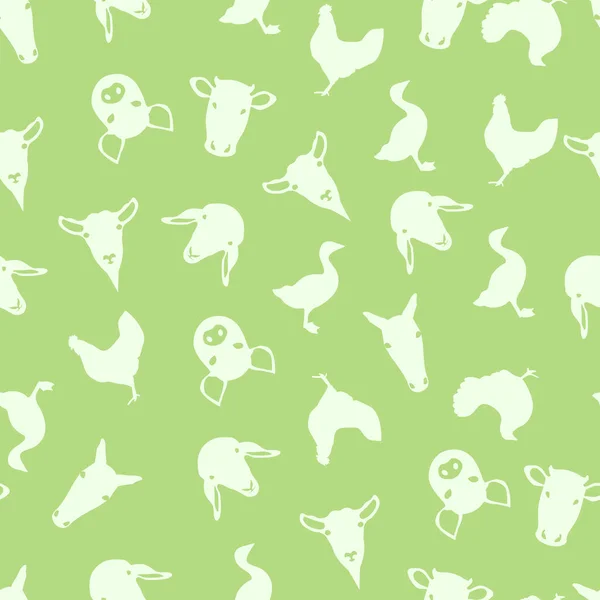 Světle Zelená Farma Zvířat Vzor Design — Stockový vektor