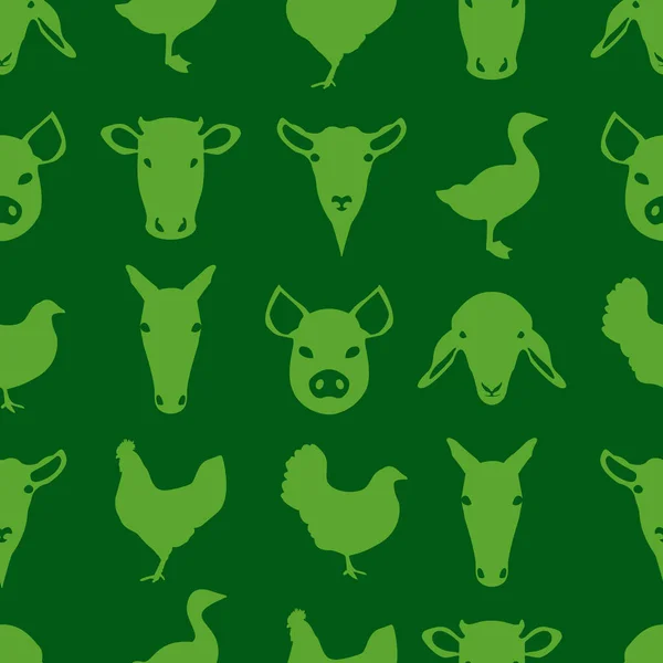 Vzor Zelených Hospodářských Zvířat Design — Stockový vektor