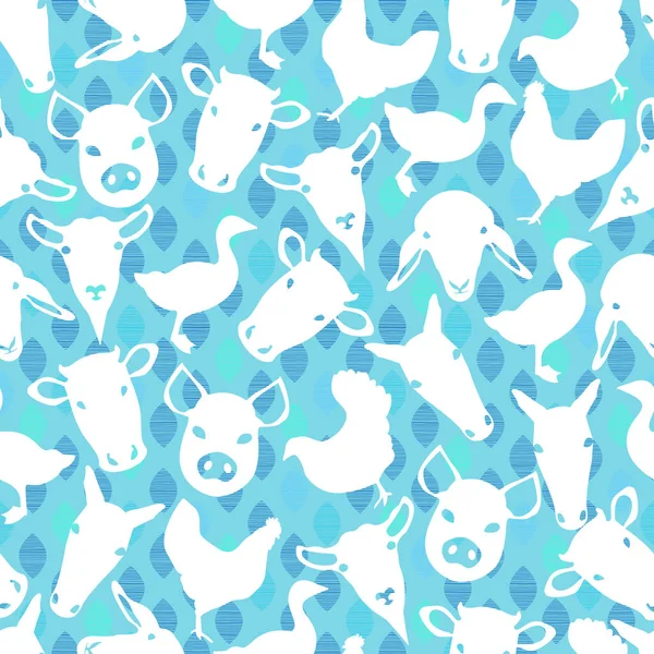 Conception Motif Animal Ferme Turquoise Animal Domestique — Image vectorielle