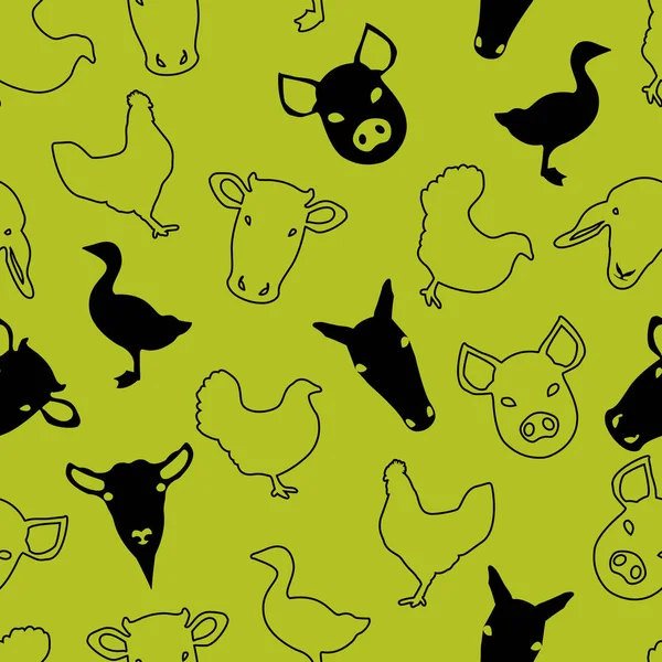 Design Animal Ferme Vert Noir — Image vectorielle