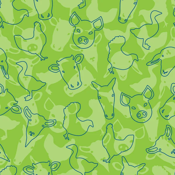 Design Animal Ferme Bleu Vert — Image vectorielle