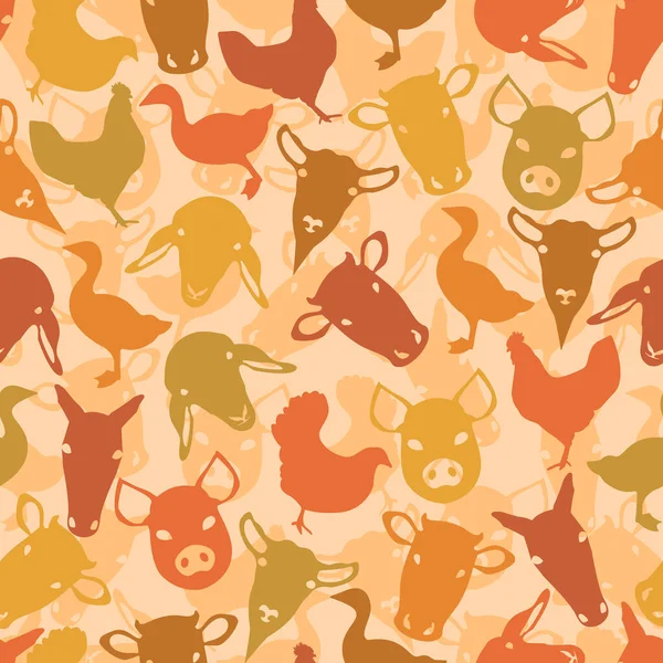 Automne Couleur Ferme Animal Pattern Design — Image vectorielle