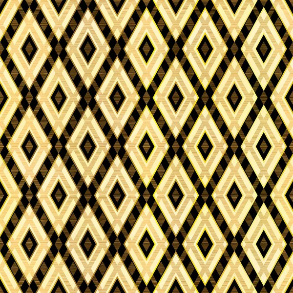 Diseño Patrón Sin Costura Rombo Amarillo Lujo Con Oro Negro — Archivo Imágenes Vectoriales