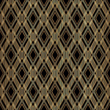 Altın Rhombus Siyah Arkaplanda Kusursuz Desen
