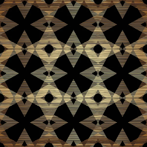 Mid Century Geometric Shape Seamless Pattern Σχεδιασμός Χρυσό Μαύρο Φόντο — Διανυσματικό Αρχείο