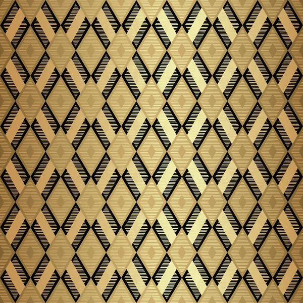 Rhombus Seamless Pattern Design Gold Black — 스톡 벡터