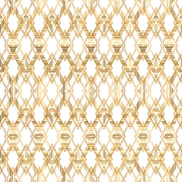 Branco Ouro Abstrato Tribal Rhombus Padrão Fundo Design —  Vetores de Stock