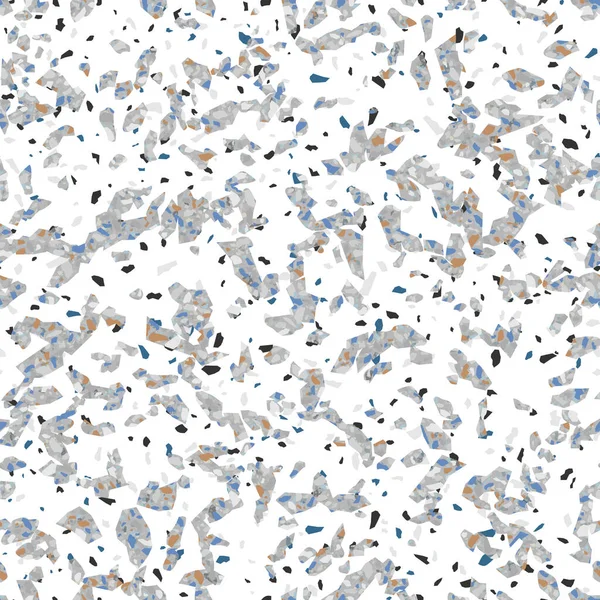 Terrazzo Stone Texture Seamless Pattern Design Gray White Background — Stock Vector