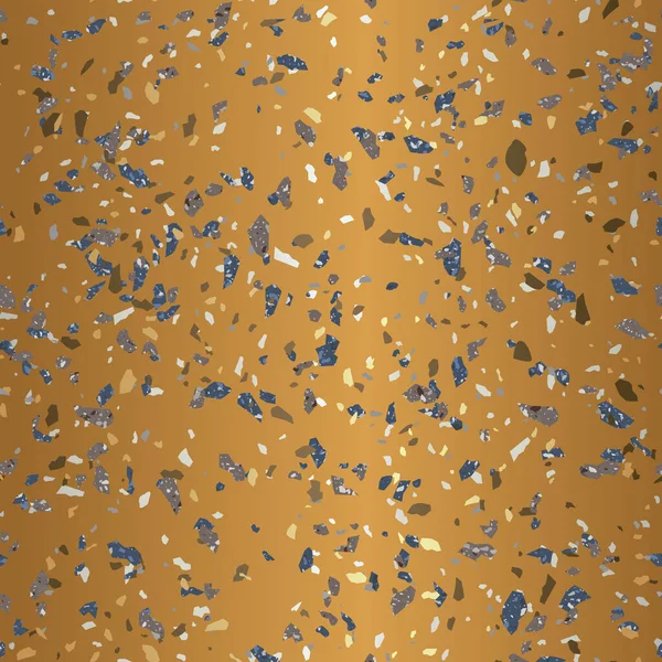 Ouro Terrazzo Pedra Textura Sem Costura Padrão Design — Vetor de Stock