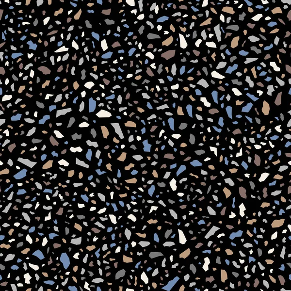 Black Terrazzo Stone Texture Seamless Pattern Design — Stock Vector