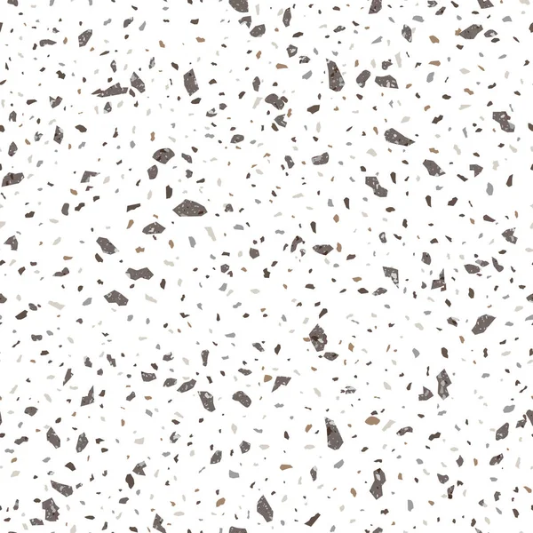 Blanco Marrón Terrazo Piedra Textura Diseño Patrón Sin Costuras — Vector de stock