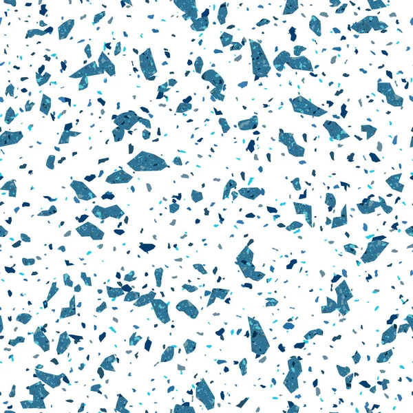 Beyaz Mavi Terrazzo Taşı Modern Doku Kusursuz Desen Tasarımı — Stok Vektör
