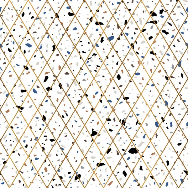 Géométrique Terrazzo Stone Texture Design Motif Sans Couture — Image vectorielle