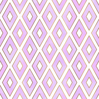 Pembe Suluboya Altın Rhombus Geometrik Kusursuz Desen 