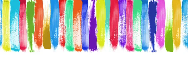 Colorful Watercolor Brush Strokes Seamless Pattern Border Design — Stock Vector