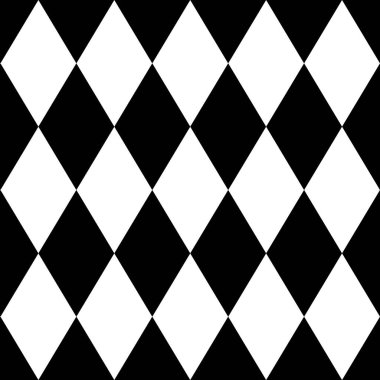 Temel Siyah ve Beyaz Rhombus Geometrik Kare Kusursuz Desen