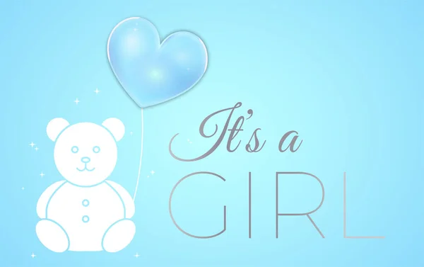 Diseño Invitación Ducha Baby Boy Con Blue Bear Baloon Boy — Vector de stock
