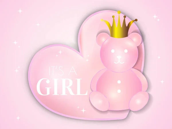 Pink Baby Shower Diseño Invitación Una Ilustración Vectorial Chica Con — Vector de stock