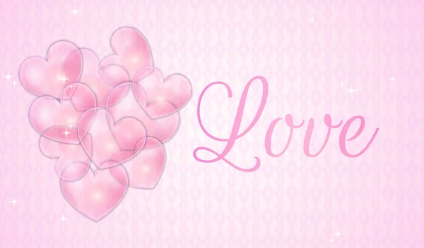 Love Light Pink Hintergrund Banner Illustration Mit Herzen — Stockvektor