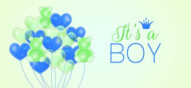 Erkek Bebek Duşu Balonları Renkli Çizim Tasarımı