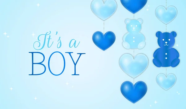 Ist Ein Boy Baby Shower Illustration Design Mit Niedlichen Blauen — Stockvektor