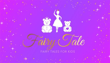 Çocuklar için Peri Masalı Mor Çizimler Arkaplan Tasarımı ve Dans Eden Prenses