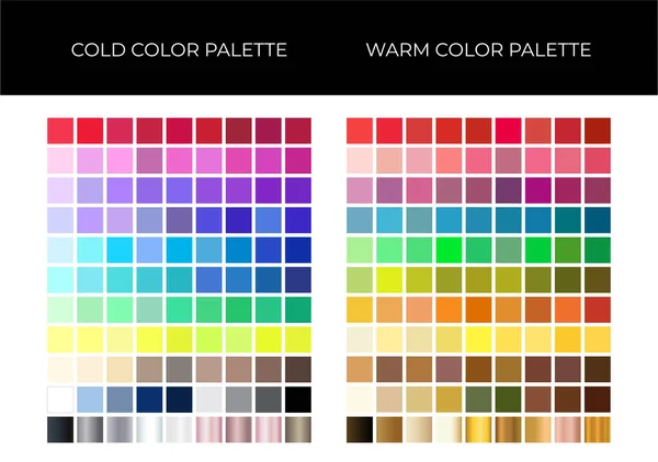 Cold Warm Color Palette Solid Colors Metal Gradients — Stok Vektör