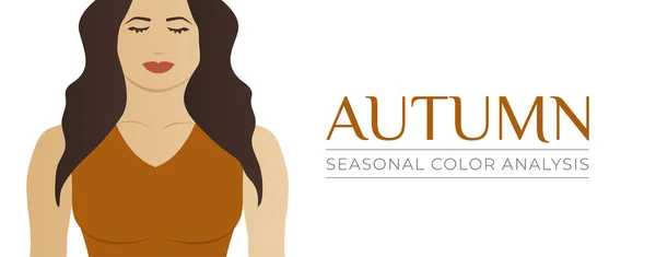 Seasonal Color Analysis Autumn Fall Banner Background Woman Illustration — Stock Vector