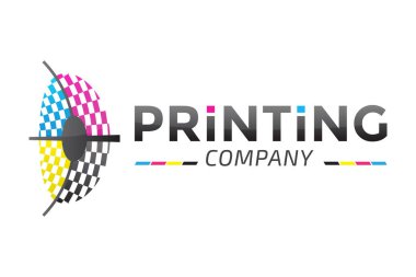 Yazdırma Şirketi Logosu Tasarımı CMYK Renkleri ve Haçı