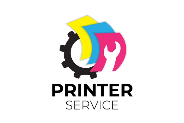 Serviço Impressora Logo Design Vector — Vetor de Stock