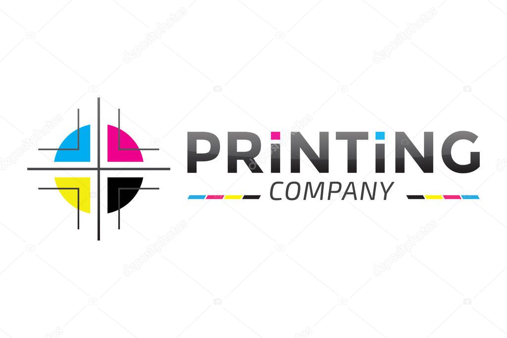 Cross Printing Company Logo with CMYK Colors