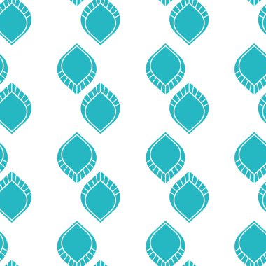 Turkuaz Teal ve Beyaz Basit Soyut Kusursuz Desen