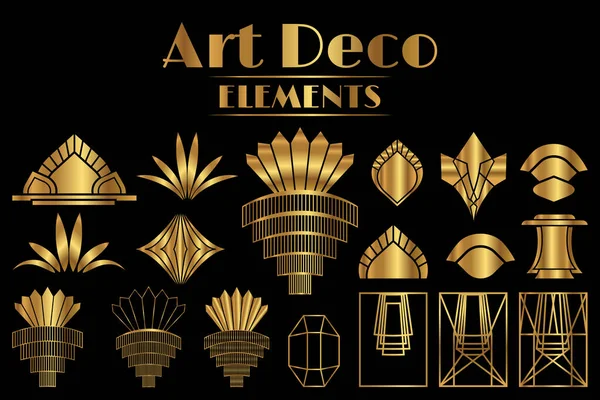 Déco Art Déco Géométrique Ornements Éléments Décoration — Image vectorielle